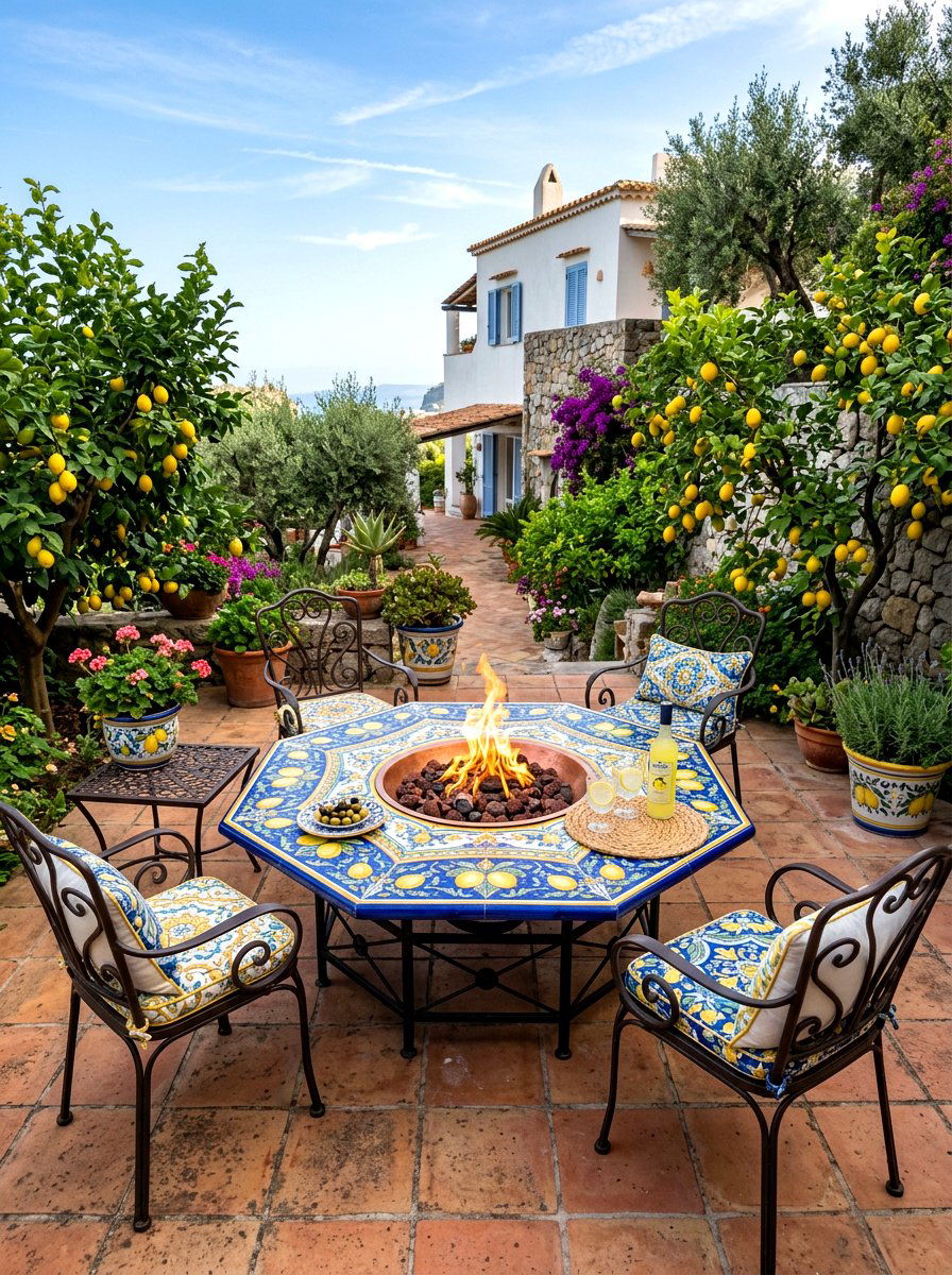 Tiled Top Fire Pit Table - 30 fire pit table ideas