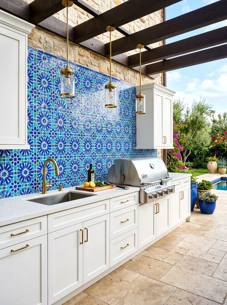 Tiled backsplash outdoor kitchen - 30 alfresco kitchen ideas
