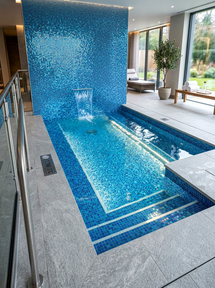 Tiled cold plunge pool area - 30 cold plunge room ideas
