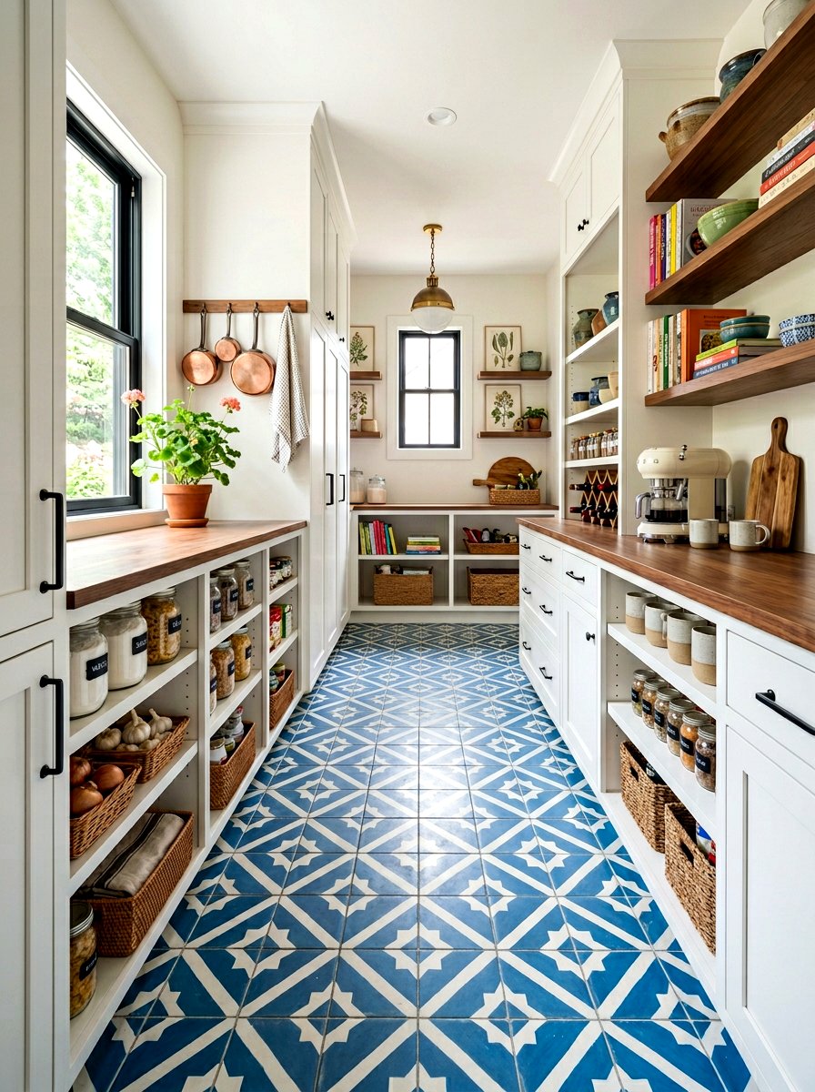 Tiled floor pantry - 30 butler pantry ideas