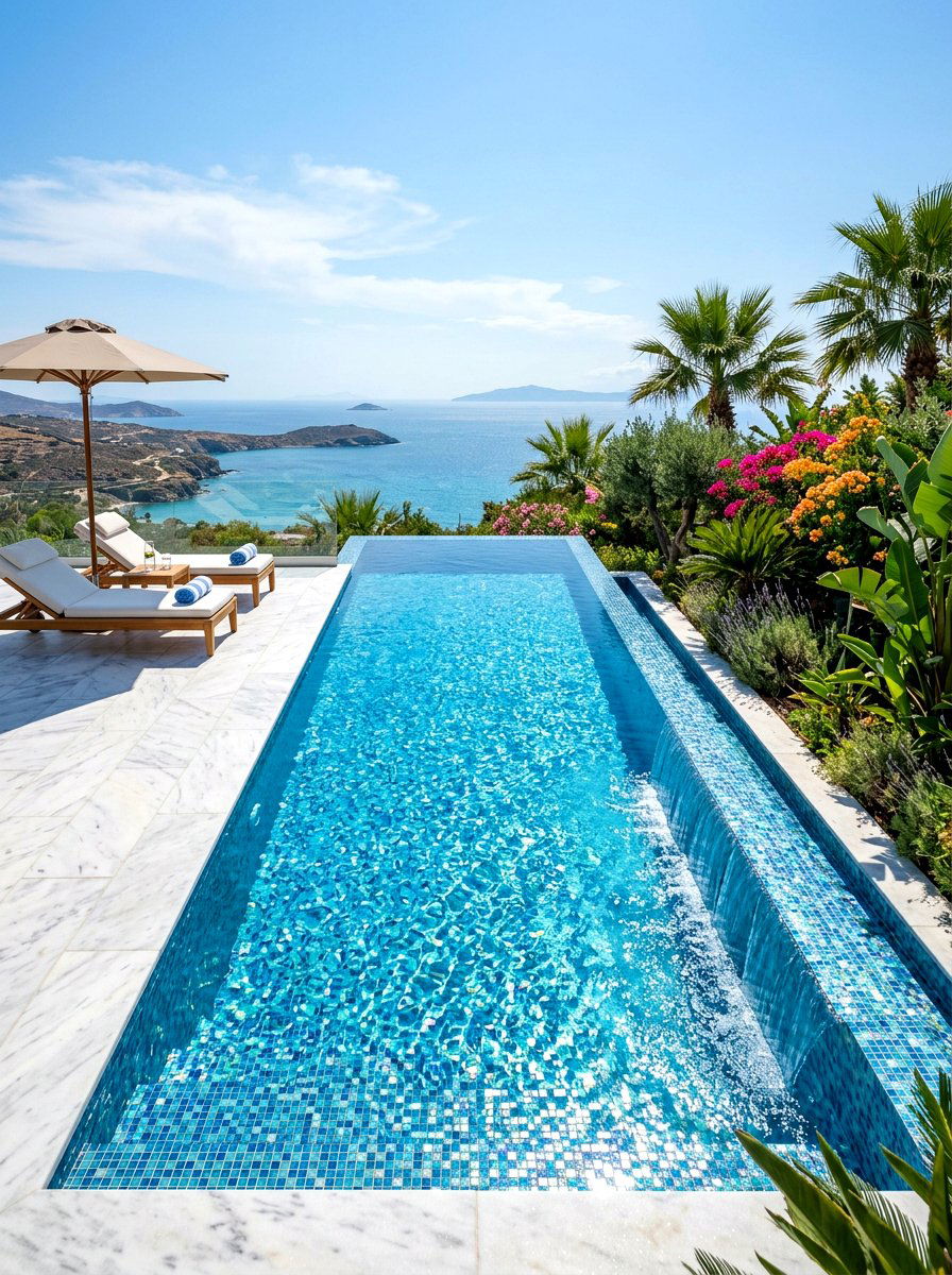 Tiled infinity pool - 30 infinity pool backyard ideas