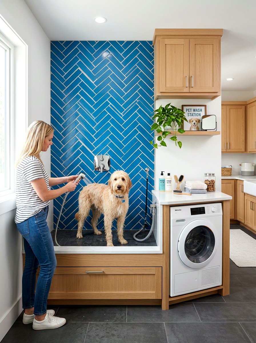 Tiled pet washing station - 30 pet washing station laundry ideas