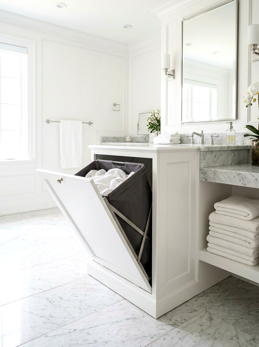 Tilt Out Laundry Bin - 30 laundry sorting station ideas