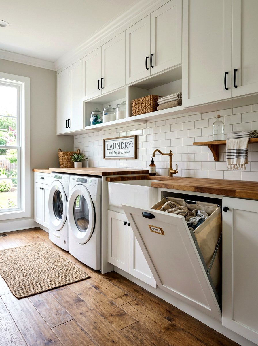 Tilt Out Laundry Hamper Door - 30 laundry basket storage ideas