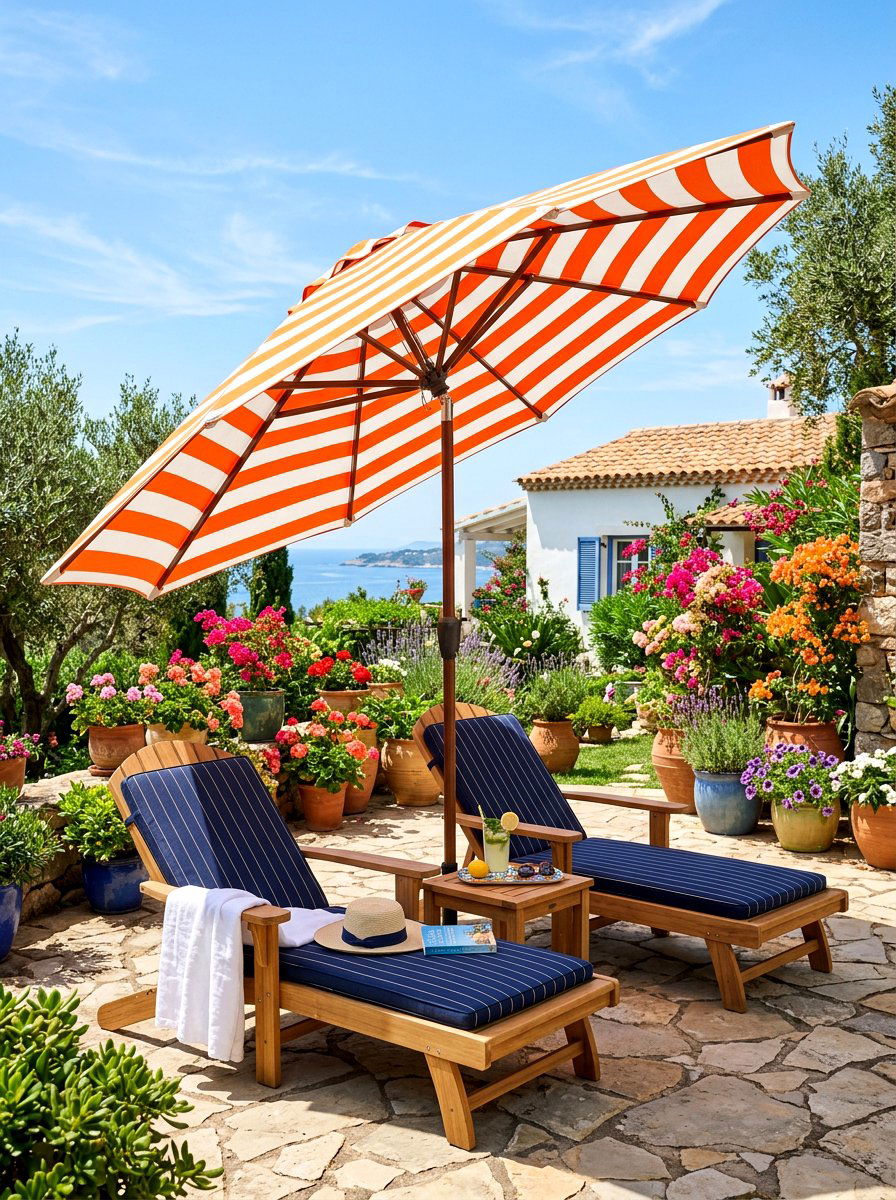 Tilt Striped Patio Umbrella - 30 striped umbrella patio ideas
