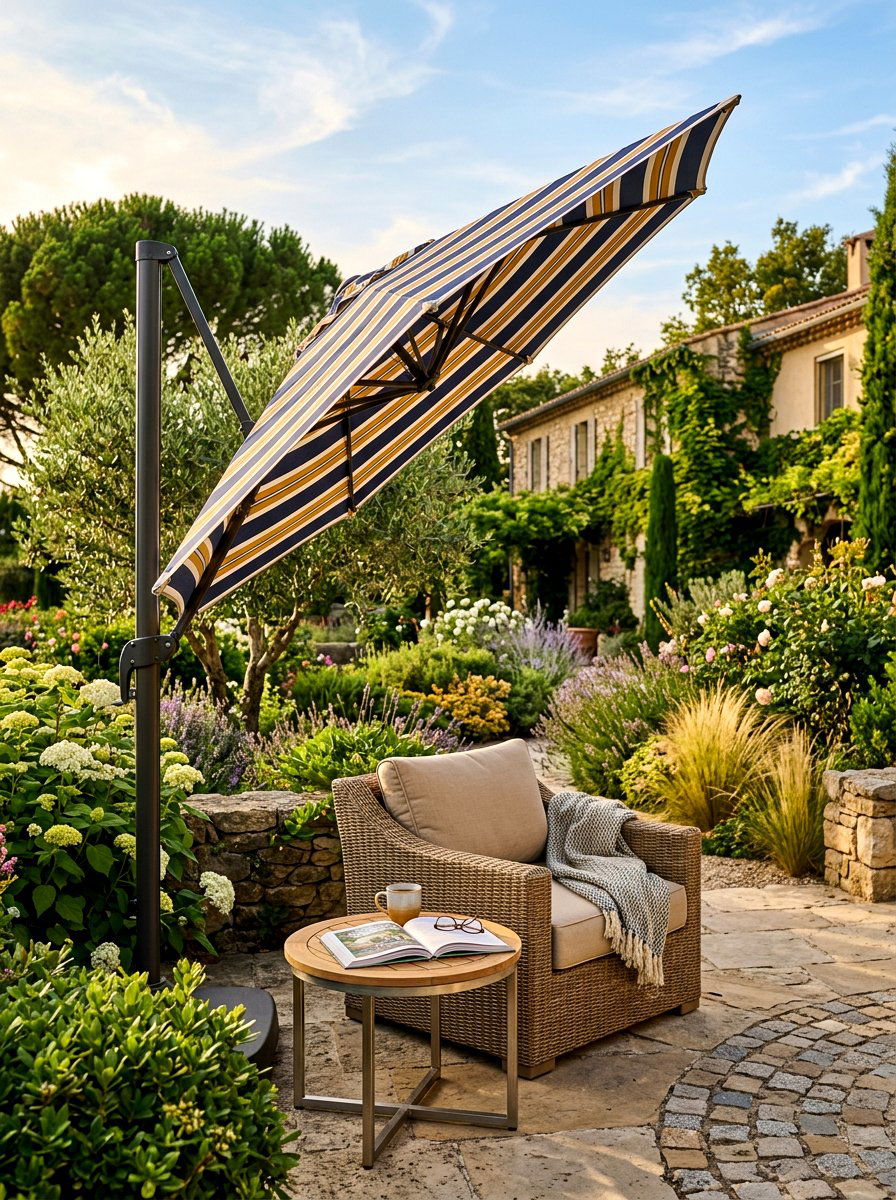 Tilt mechanism striped patio umbrella - 30 striped patio umbrella ideas