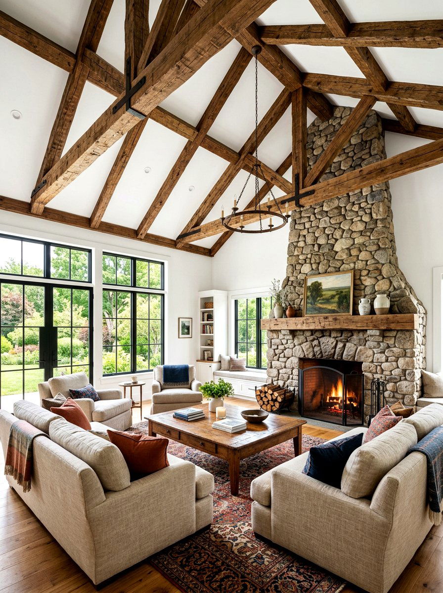 Timber Beam Living - 30 winter living room styling ideas
