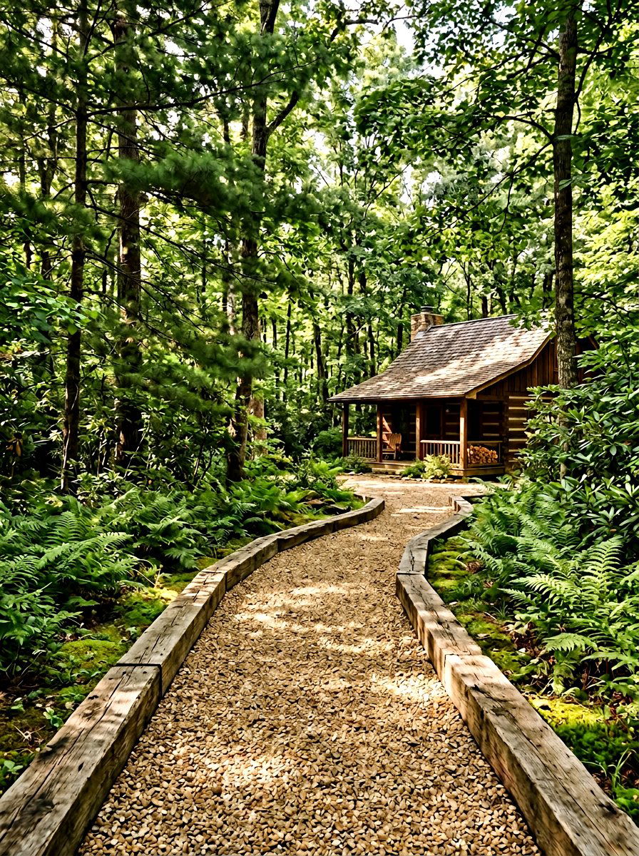 Timber Bordered Driveway - 30 gravel driveway ideas
