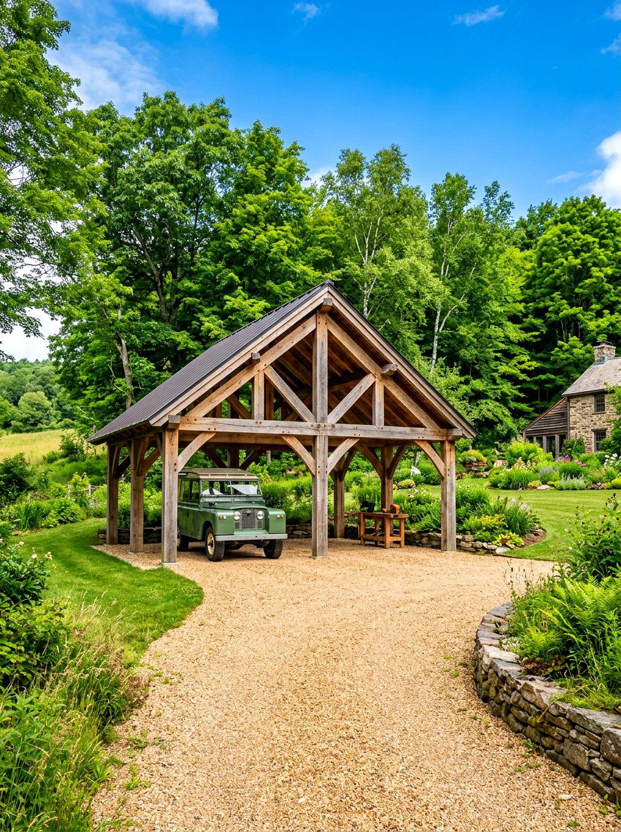 Timber Frame Carport - 30 farmhouse carport ideas