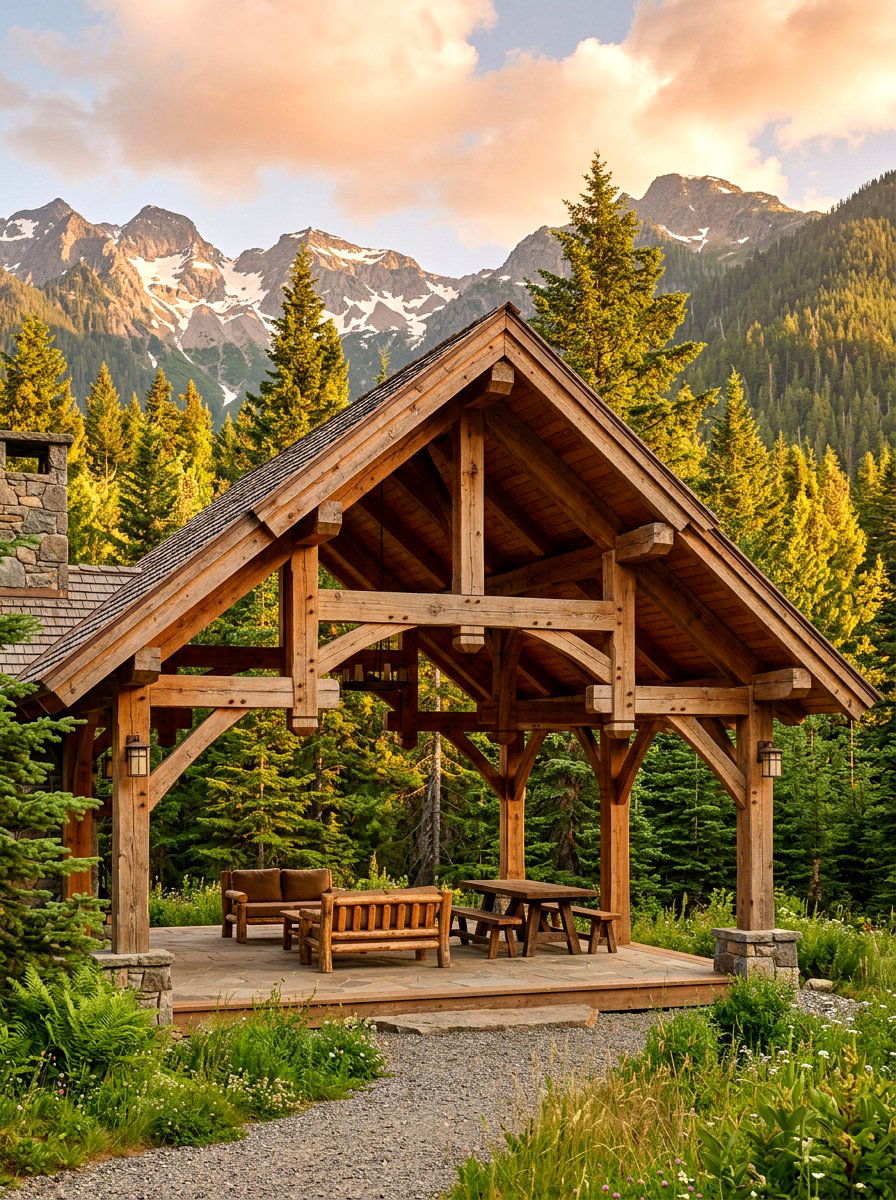 Timber Frame Pavilion - 30 porch pavilion ideas