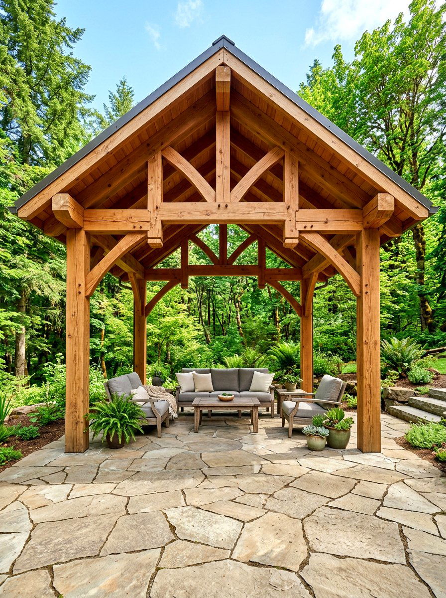 Timber Frame Pavilion - 30 rustic pavilion ideas