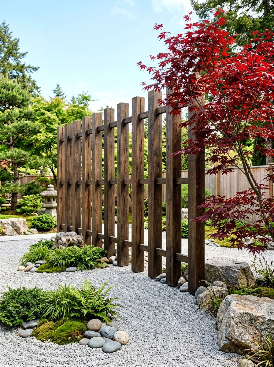 Timber Post Screen - 30 courtyard privacy wall ideas