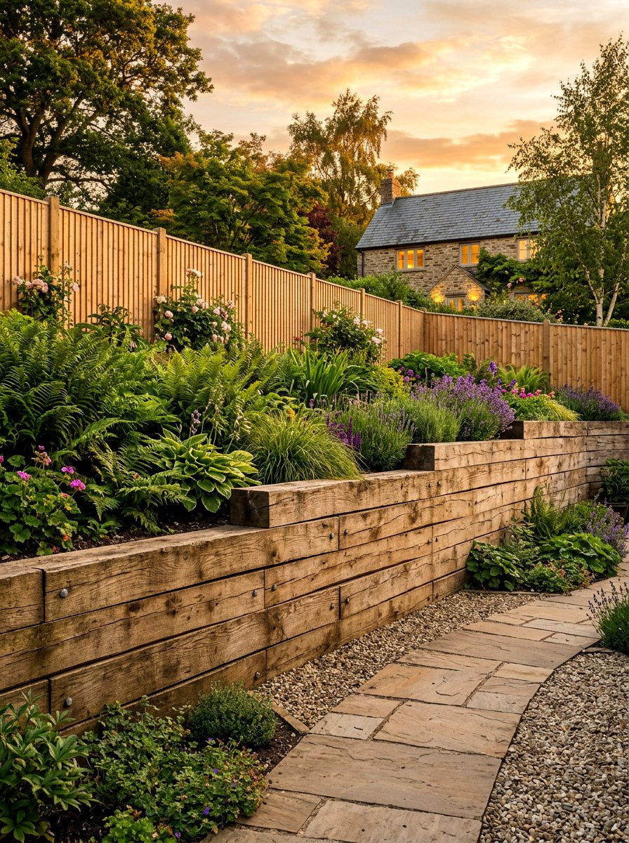 Timber Sleeper Retaining Wall - 30 garden retaining wall ideas