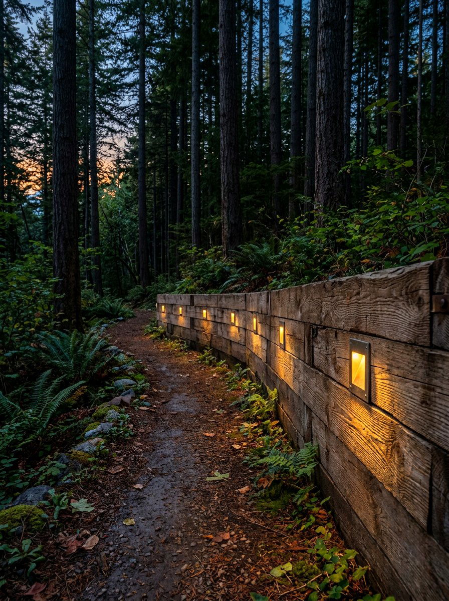 Timber Wall Inset Light - 30 retaining wall lighting ideas