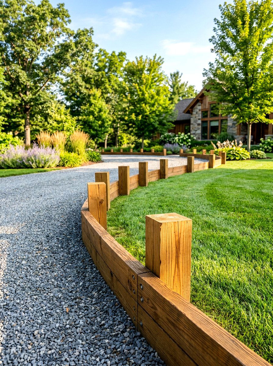 Timber lawn edging - 30 lawn edging ideas