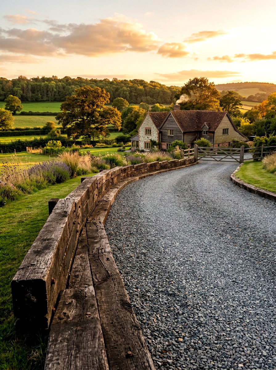 Timber sleeper edging - 30 driveway edging ideas