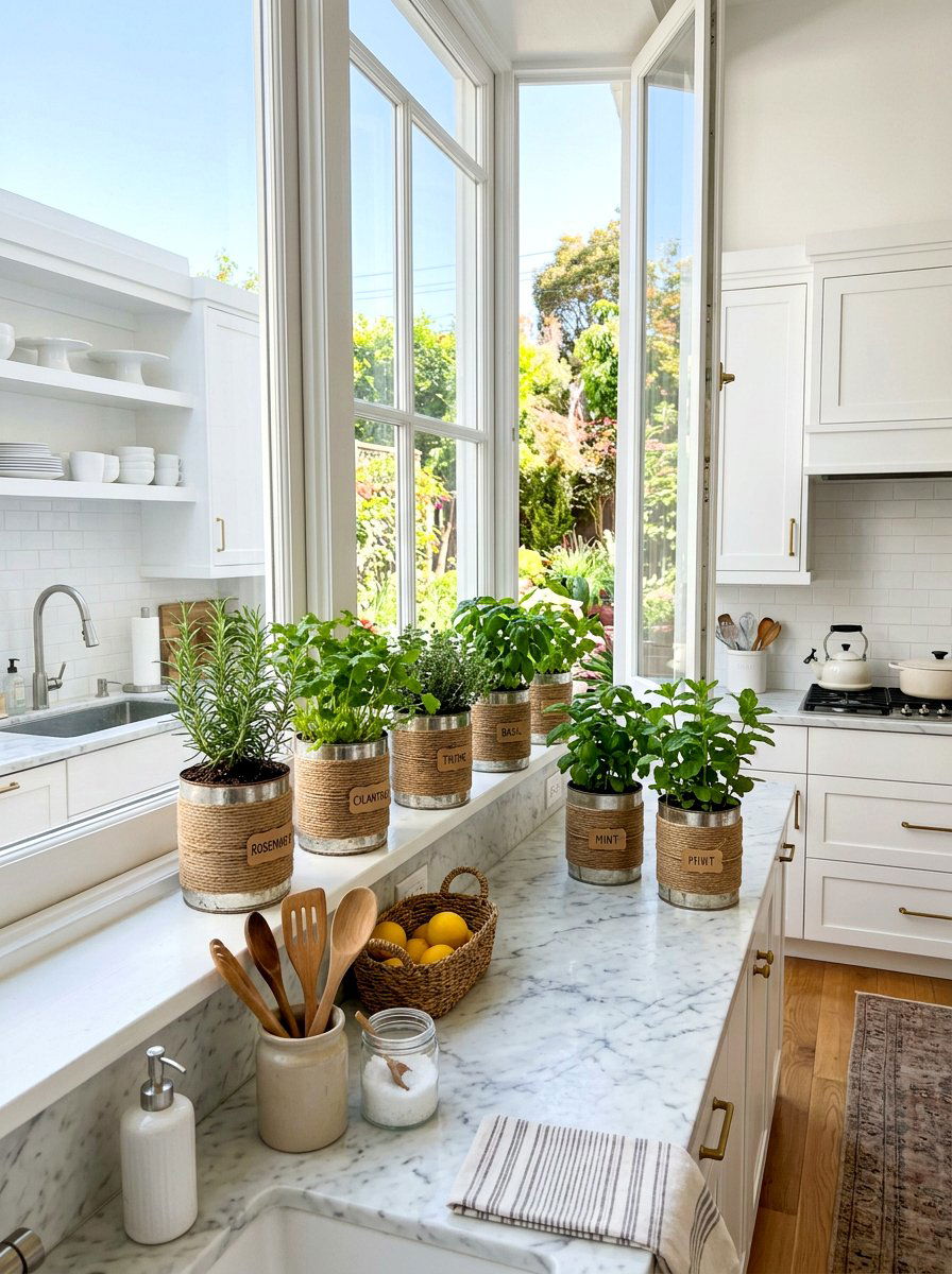 Tin Can Herbs - 30 diy look planter ideas