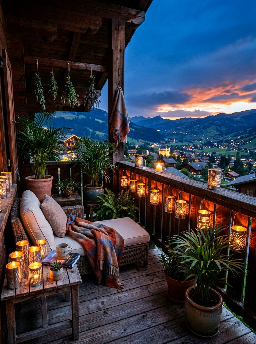 Tin Can Lantern Balcony - 30 budget garden ideas