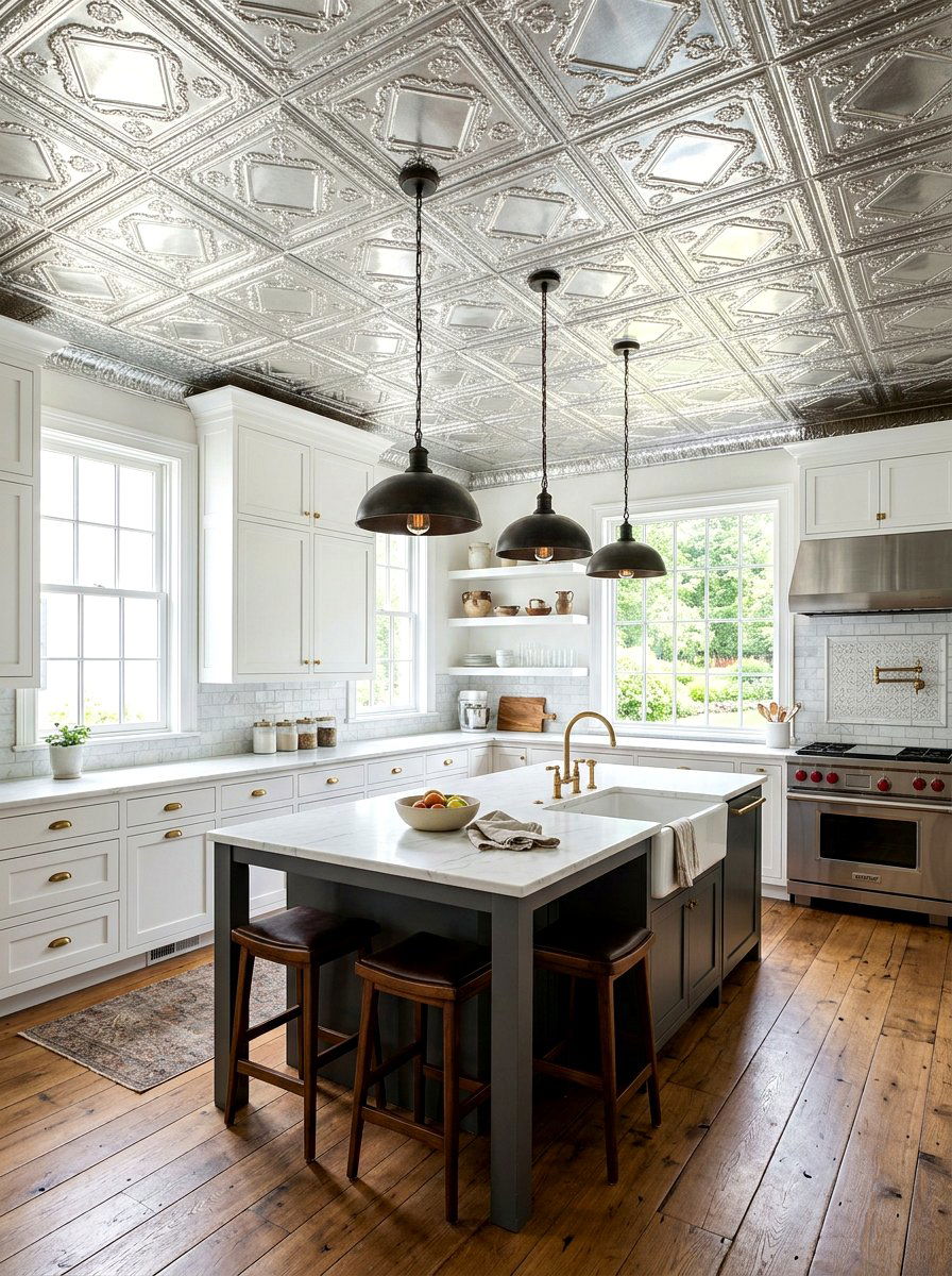 Tin Ceiling Tile - 30 bistro kitchen ideas