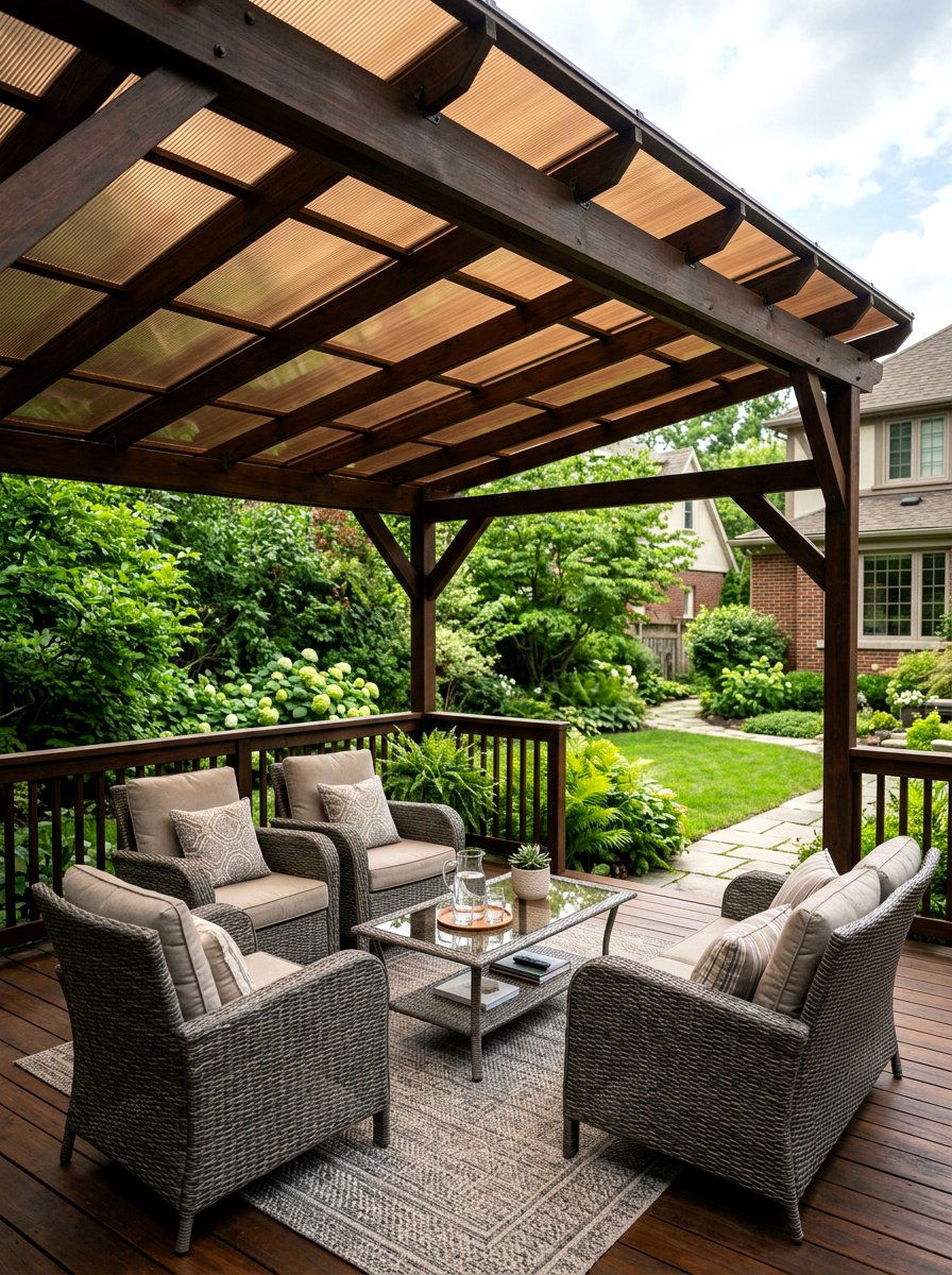 Tinted Polycarbonate Panels For Shade - 30 transparent patio roof ideas