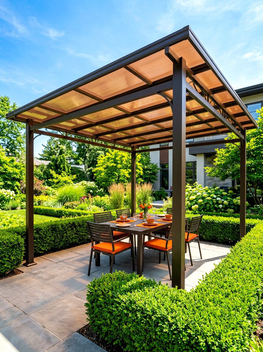 Tinted acrylic panel - 30 pergola roof ideas