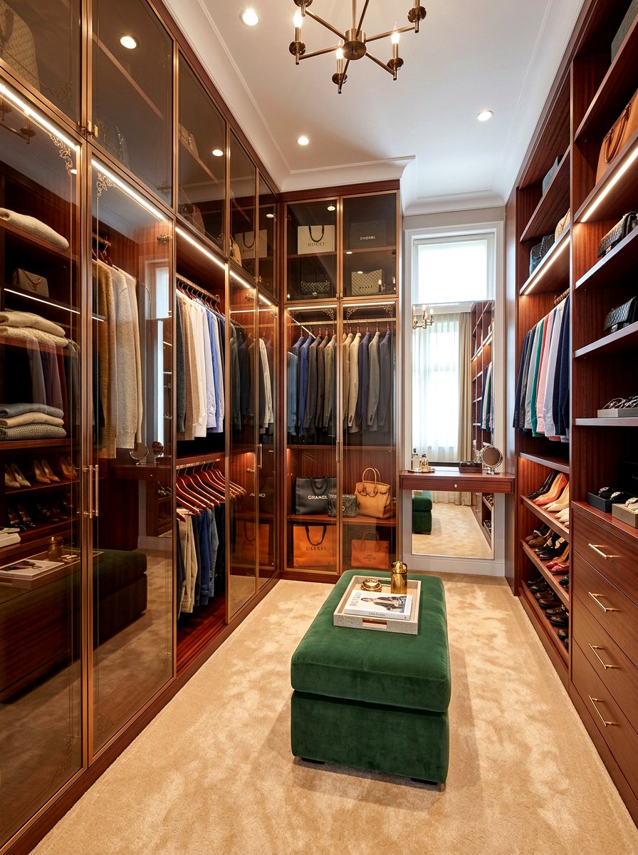 Tinted mirror luxury walk in closet - 30 mirror alcove ideas