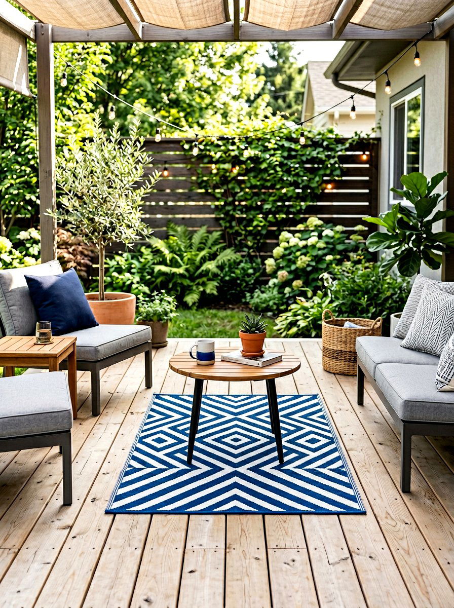 Tiny Deck Rug - 30 small deck ideas