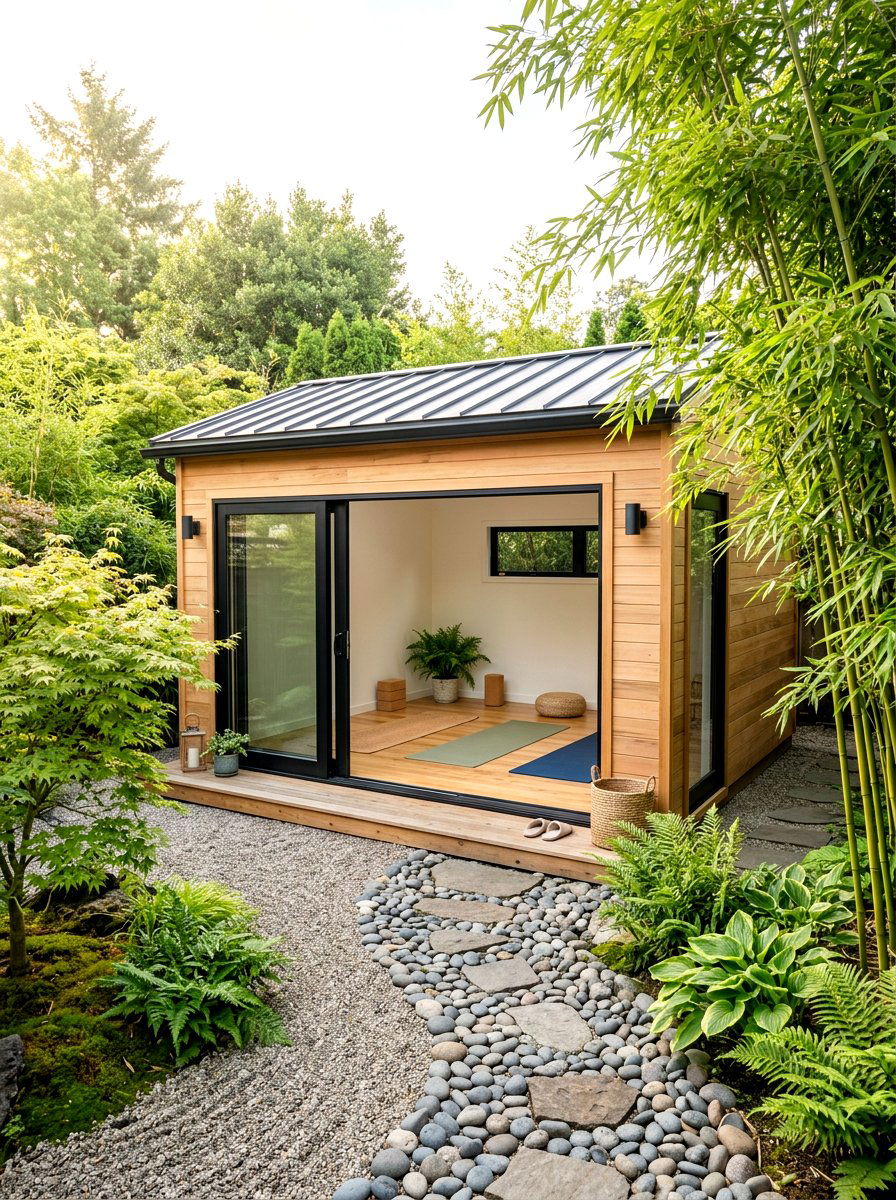 Tiny Garden Yoga Studio - 30 outdoor garden room ideas