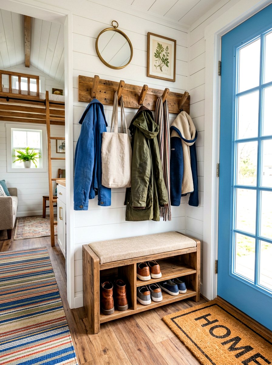 Tiny House Entryway Hook Rack - 30 tiny house storage ideas