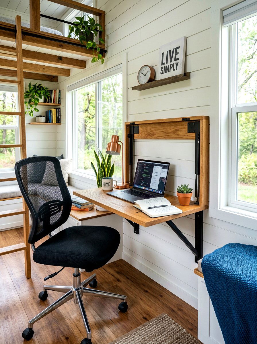 Tiny House Fold Down Desk - 30 tiny house storage ideas