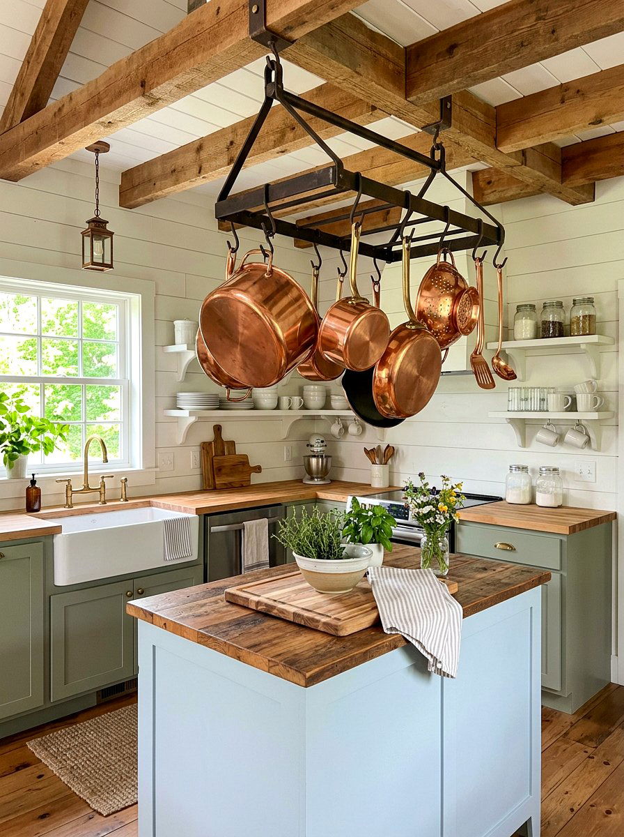 Tiny House Hanging Pot Rack - 30 tiny house storage ideas