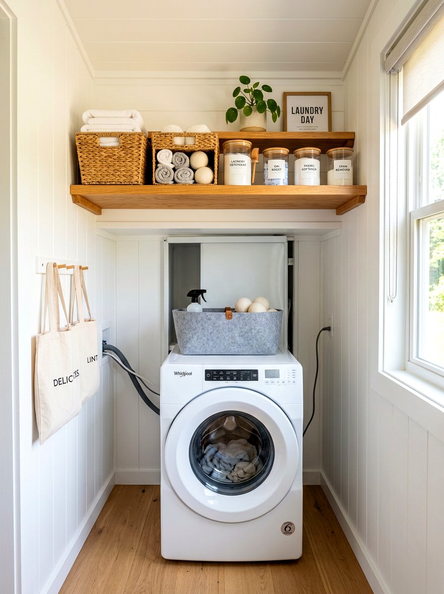 Tiny House Laundry Room Shelf - 30 tiny house storage ideas