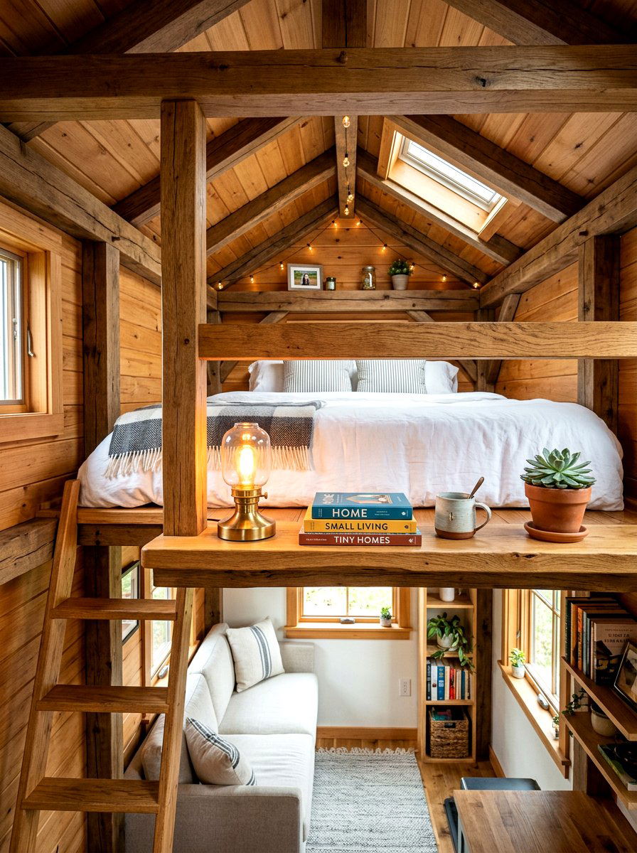Tiny House Loft Railing Shelf - 30 tiny house storage ideas
