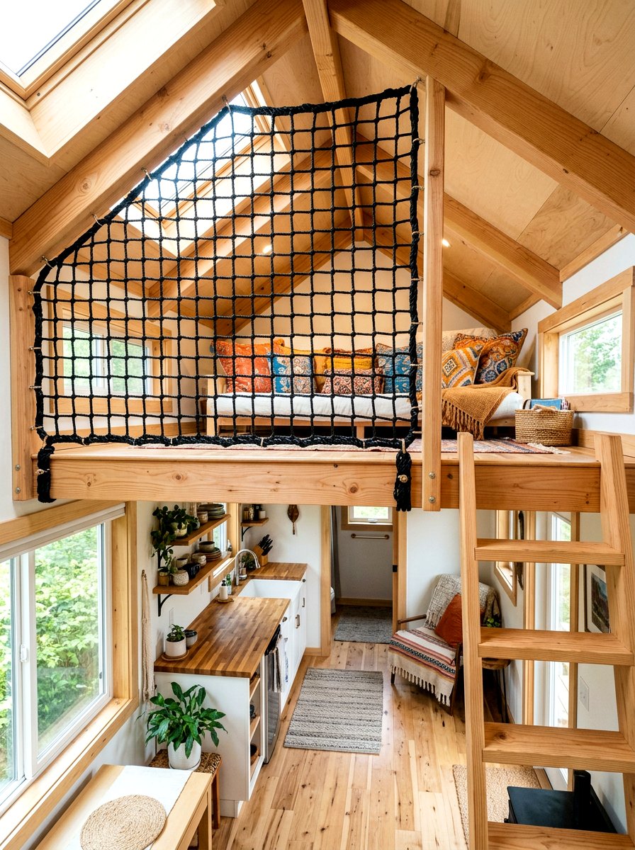 Tiny House Loft Safety Net - 30 tiny house loft bed ideas