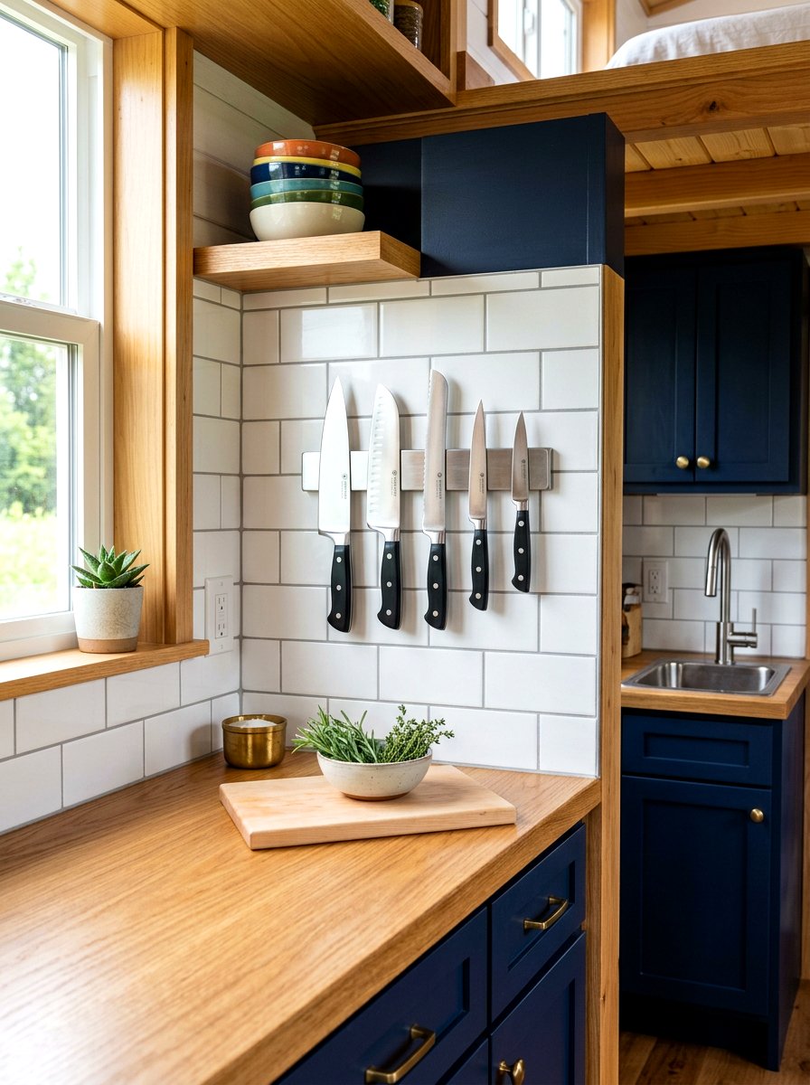 Tiny House Magnetic Knife Strip - 30 tiny house storage ideas