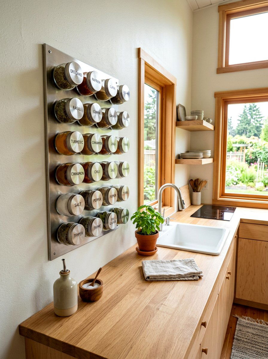 Tiny House Magnetic Spice Rack - 30 tiny house storage ideas