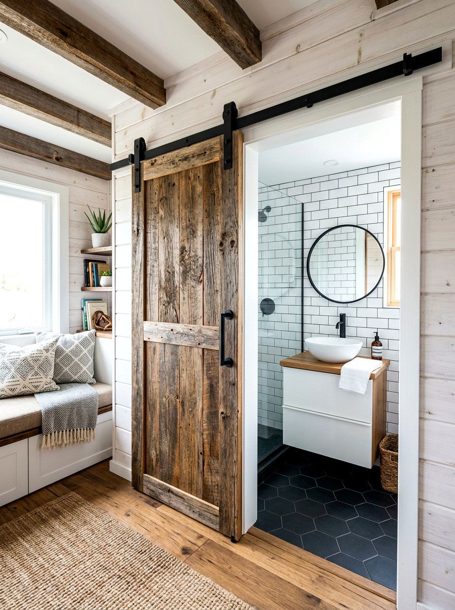 Tiny House Sliding Barn Door - 30 tiny house storage ideas