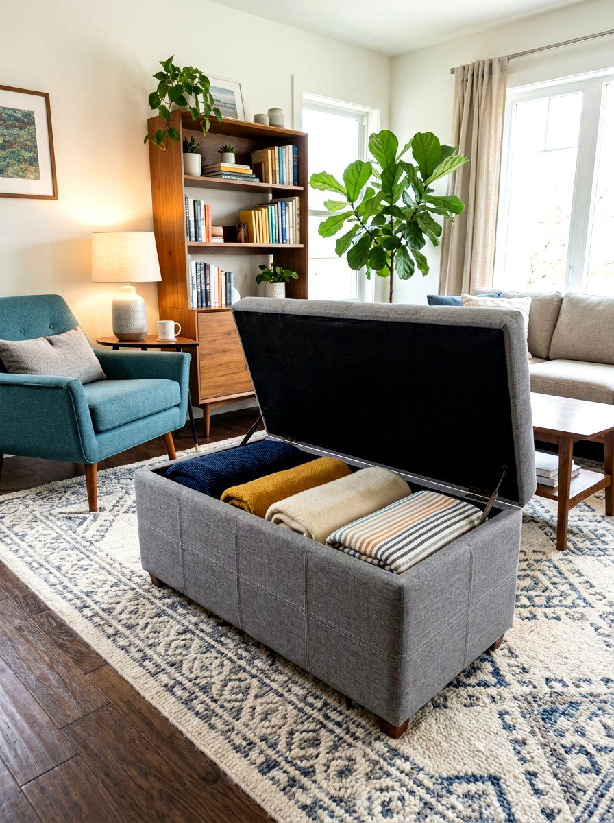 Tiny House Storage Ottoman - 30 tiny house storage ideas