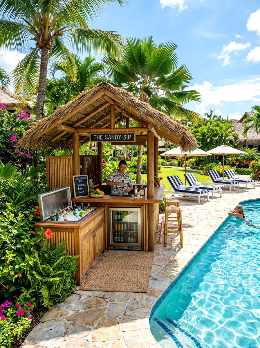 Tiny Poolside Refreshment Bar - 30 small outdoor kitchen ideas