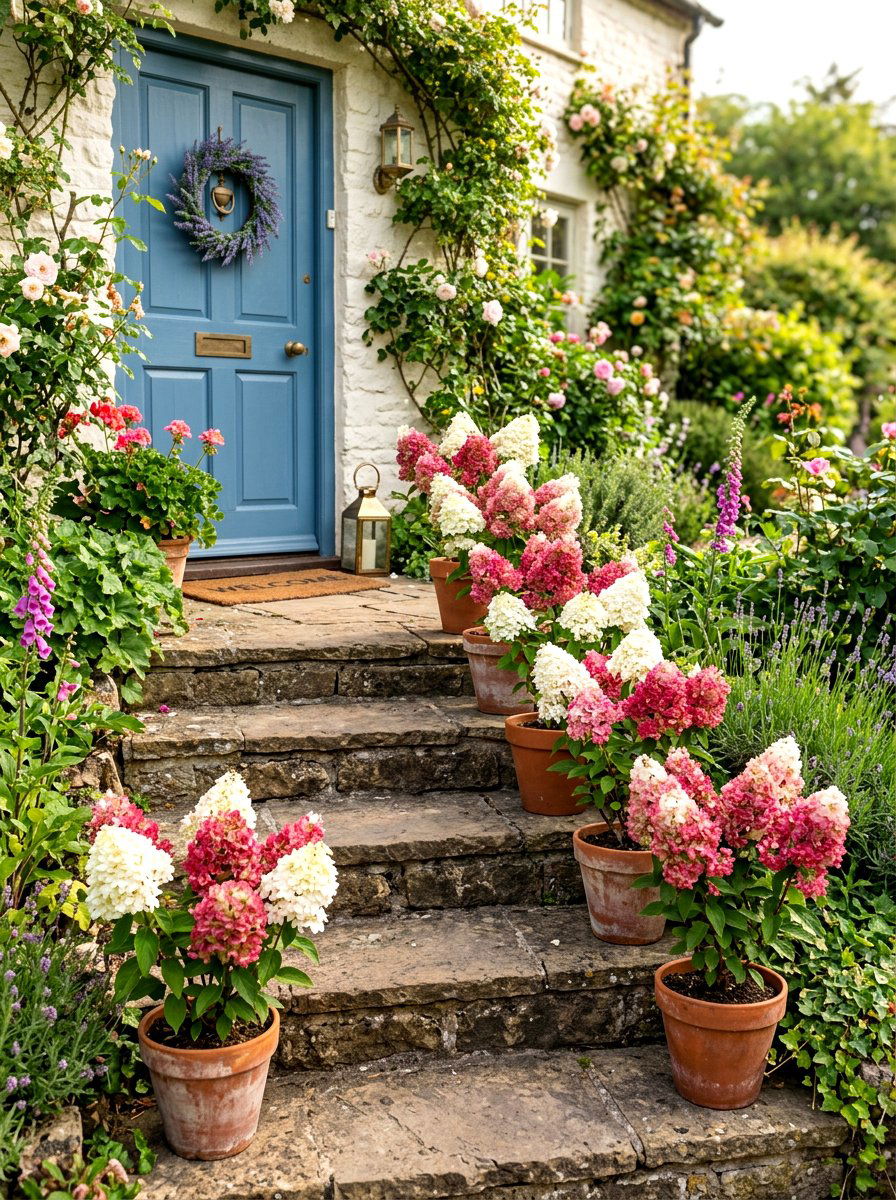 Tiny Quick Fire Front Step - 30 hydrangea porch planter ideas