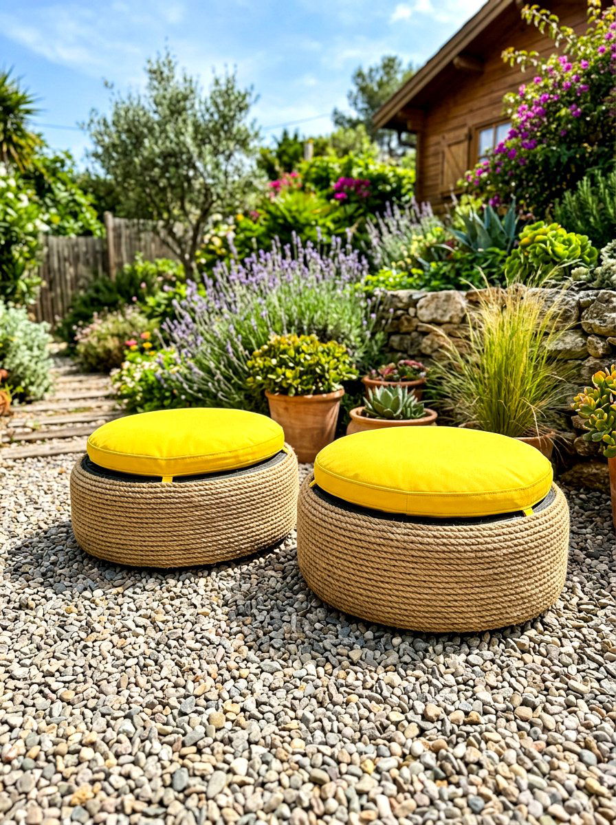 Tire Ottoman Seating - 30 budget patio ideas