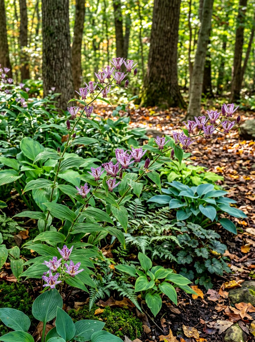 Toad lily shade garden - 30 shade garden ideas
