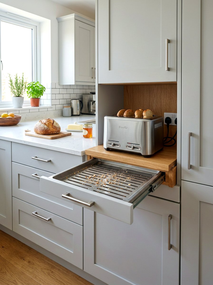Toaster Station With Crumb Tray - 30 appliance pantry ideas