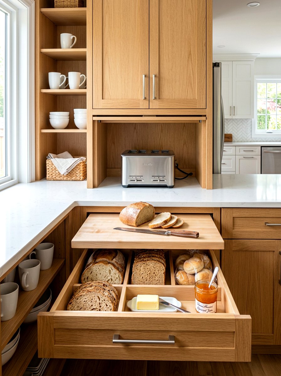 Toasting station with drawer - 30 breakfast station ideas
