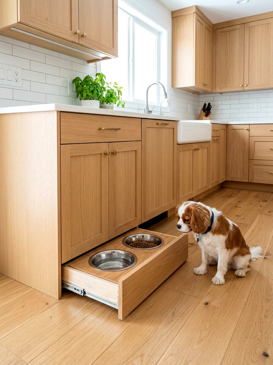 Toe Kick Dog Bowl Drawer - 30 dog bowl drawer ideas