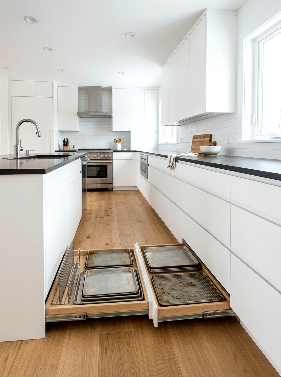 Toe Kick Drawer - 30 kitchen organization ideas