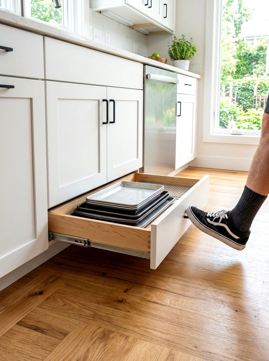 Toe Kick Drawer - 30 micro kitchen storage ideas