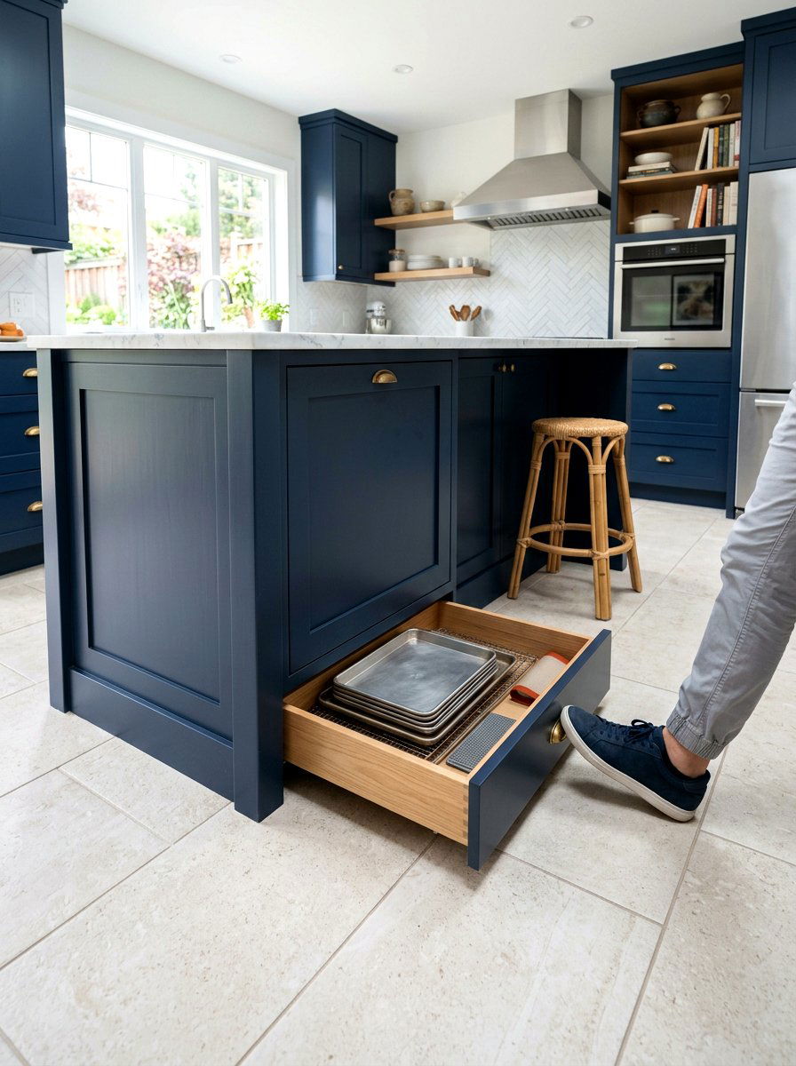 Toe Kick Drawer - 30 concealed kitchen storage ideas