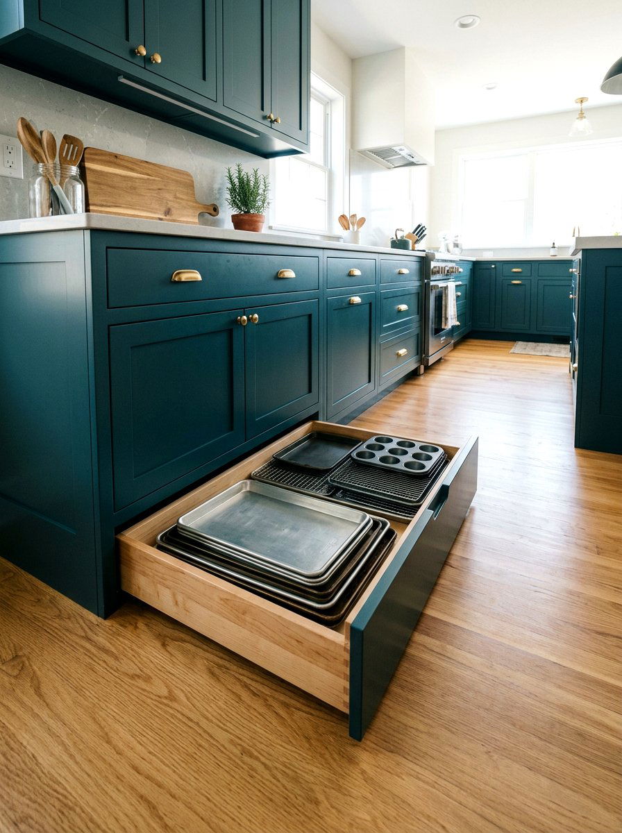 Toe Kick Storage Drawer - 30 tiny house kitchen ideas