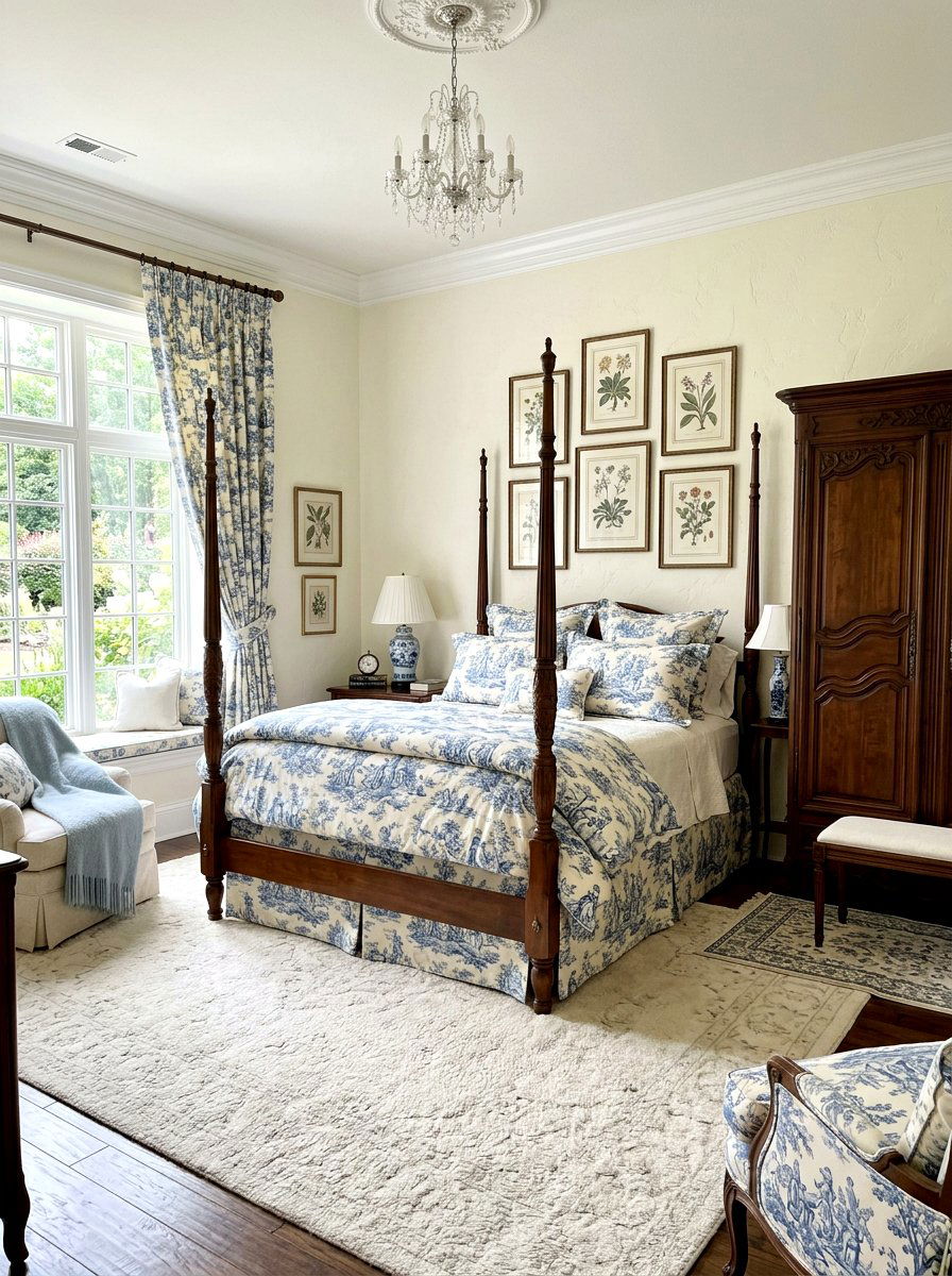 Toile De Jouy Bedroom - 30 French cottage decor ideas